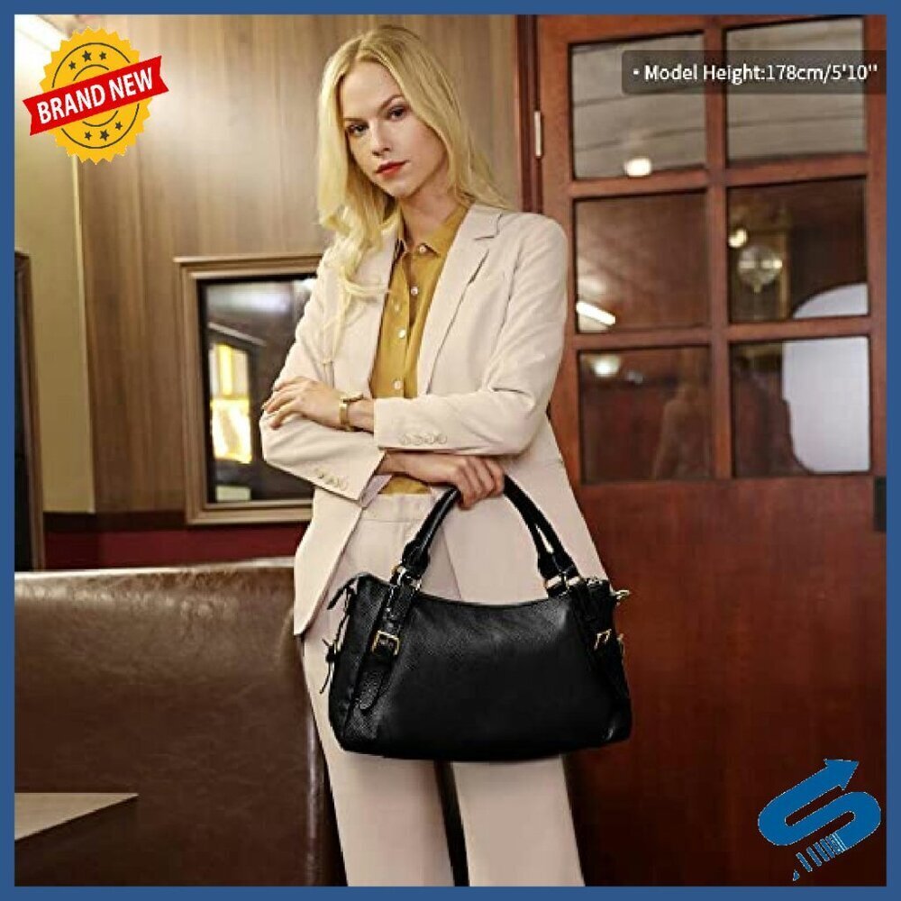 Medium Genuine Leather Hobo Bag Crossbody Satchel Top Handle - Picture 3 of 8